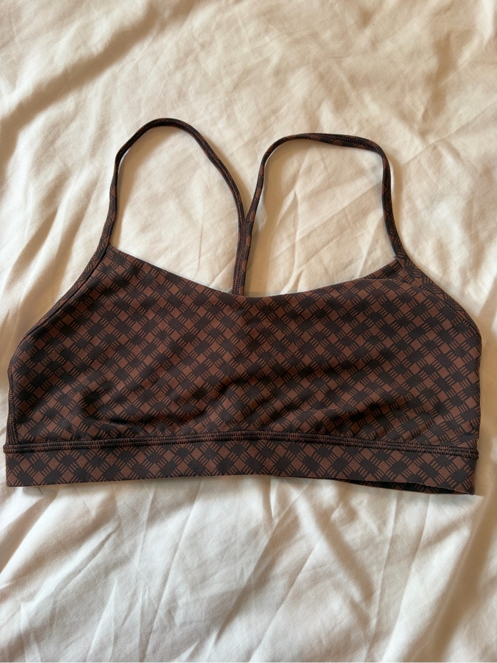 lululemon athletica Brown Pattern Y Sports Bra